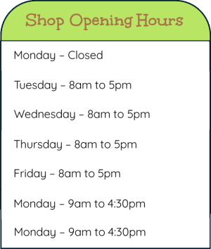 Picture of shop opening times